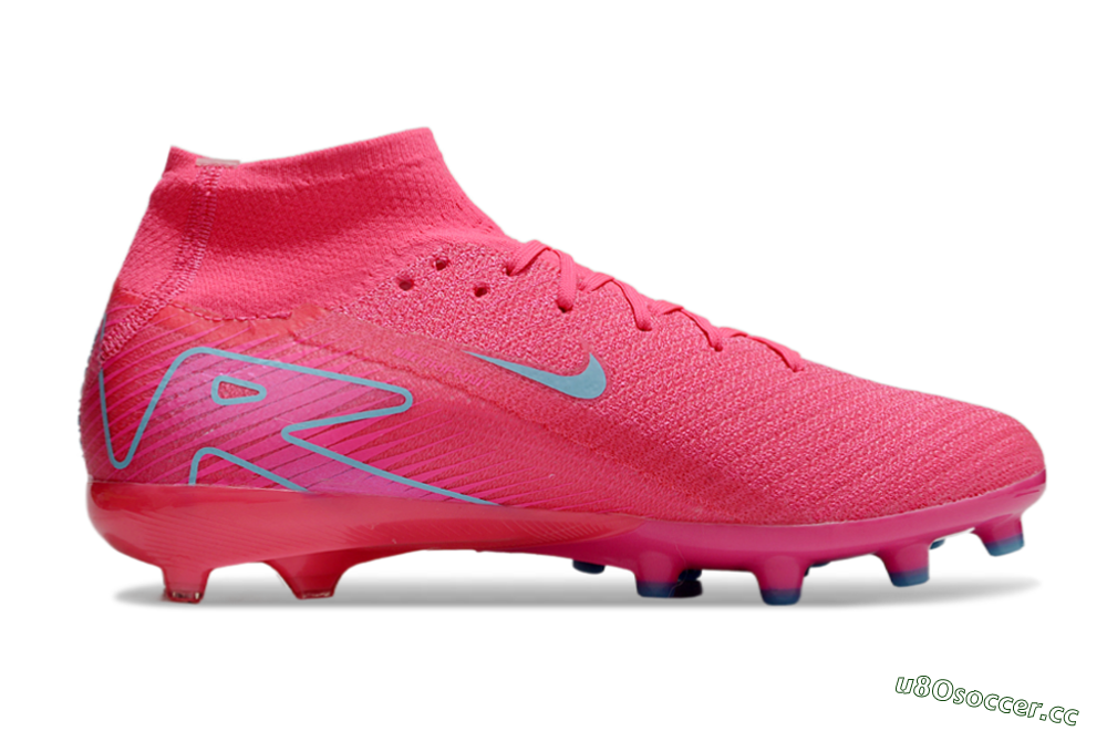 Unisex Nike Air Zoom Mercurial Superfly 10 Elite AG Artificial Grass High-Tops Football Boots - Pink/Jade 7