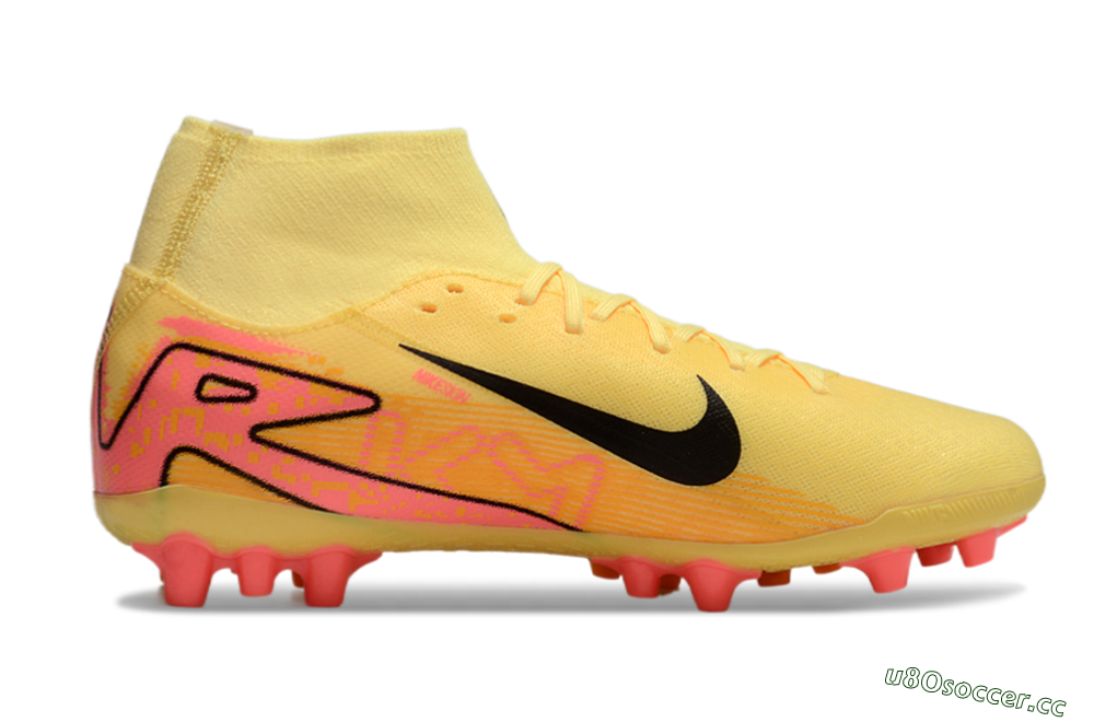 Unisex Nike Air Zoom Mercurial Superfly 10 Academy AG Artificial Grass High-Tops Football Boots - Yellow/Black/Red 7