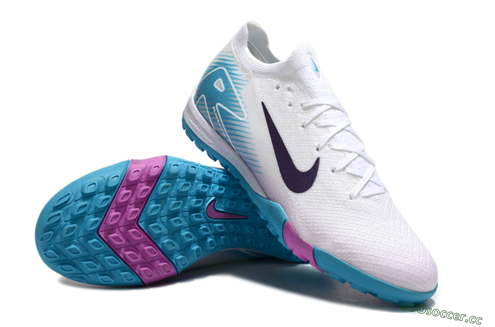 Unisex Nike Air Zoom Mercurial Vapor 16 Elite TF Artificial Turf Low-Tops Football Shoes - White/Purple/Jade 3