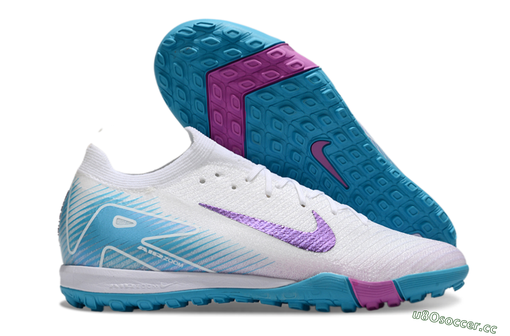 Unisex Nike Air Zoom Mercurial Vapor 16 Elite TF Artificial Turf Low-Tops Football Shoes - White/Purple/Jade 2
