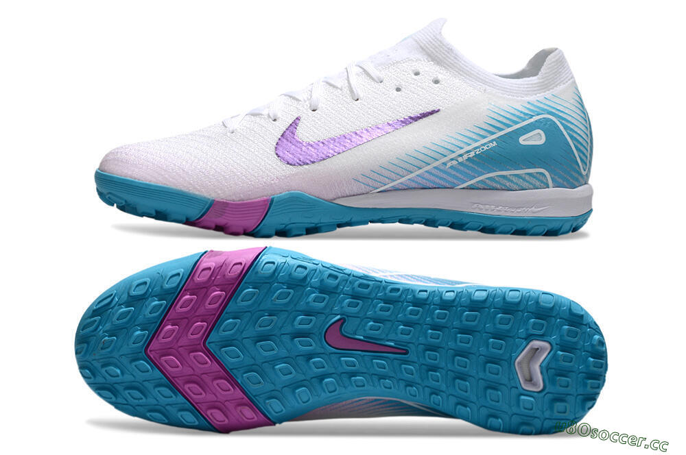 Unisex Nike Air Zoom Mercurial Vapor 16 Elite TF Artificial Turf Low-Tops Football Shoes - White/Purple/Jade 1