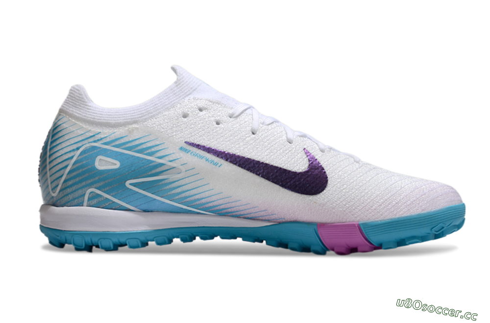 Unisex Nike Air Zoom Mercurial Vapor 16 Elite TF Artificial Turf Low-Tops Football Shoes - White/Purple/Jade 7