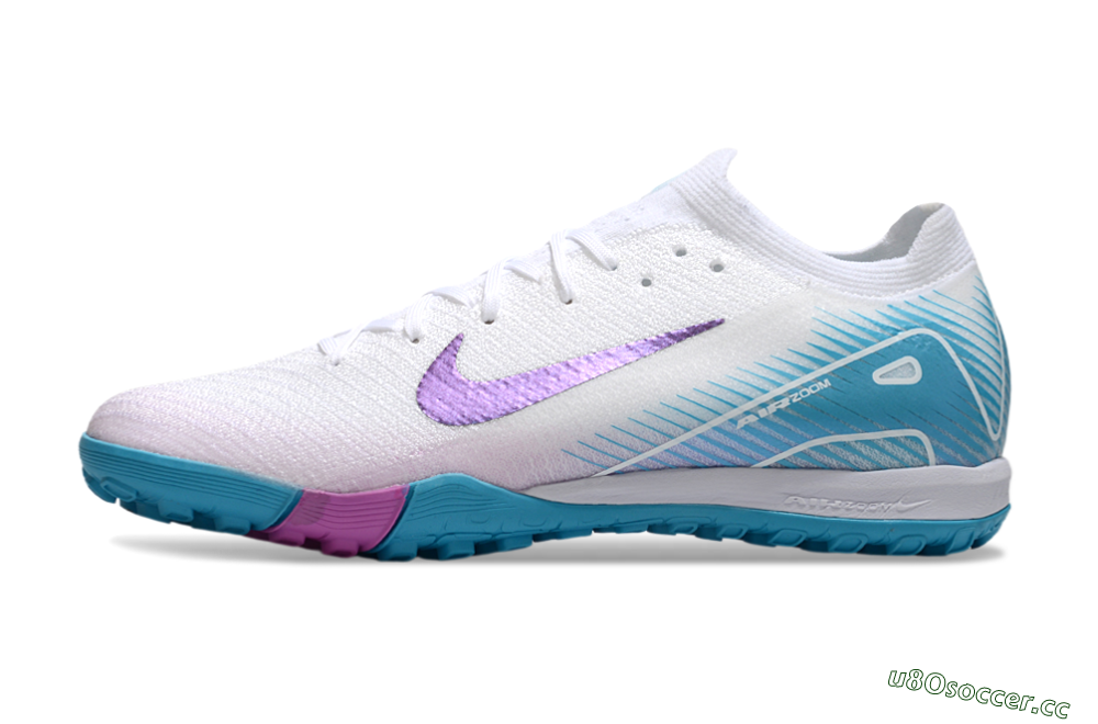 Unisex Nike Air Zoom Mercurial Vapor 16 Elite TF Artificial Turf Low-Tops Football Shoes - White/Purple/Jade 0