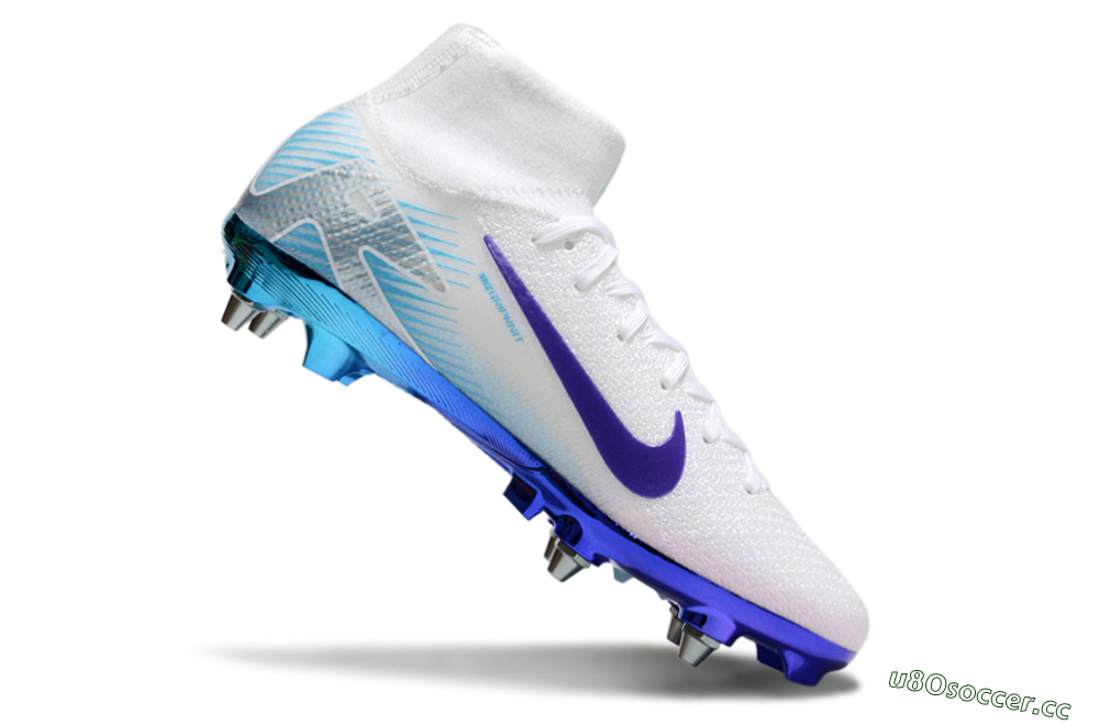 Men's Nike Air Zoom Mercurial Superfly 10 Elite SG Soft Ground High-Tops Football Boots - White/Purple/Jade 4