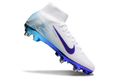 Men's Nike Air Zoom Mercurial Superfly 10 Elite SG Soft Ground High-Tops Football Boots - White/Purple/Jade