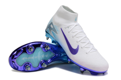 Men's Nike Air Zoom Mercurial Superfly 10 Elite SG Soft Ground High-Tops Football Boots - White/Purple/Jade