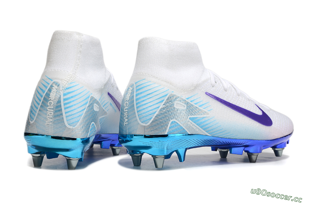 Men's Nike Air Zoom Mercurial Superfly 10 Elite SG Soft Ground High-Tops Football Boots - White/Purple/Jade 5
