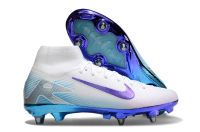 Men's Nike Air Zoom Mercurial Superfly 10 Elite SG Soft Ground High-Tops Football Boots - White/Purple/Jade