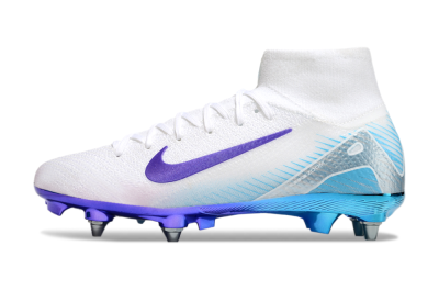 Men's Nike Air Zoom Mercurial Superfly 10 Elite SG Soft Ground High-Tops Football Boots - White/Purple/Jade