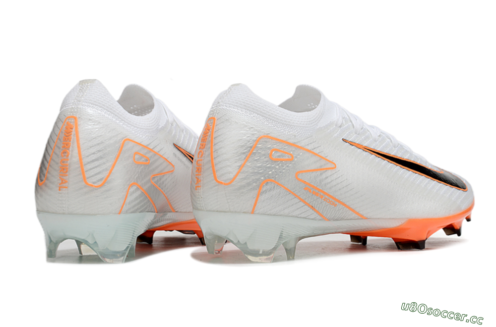 Men's Nike Air Zoom Mercurial Vapor 16 Elite FG Firm Ground Low-Tops Football Boots - White/Black/Orange 6