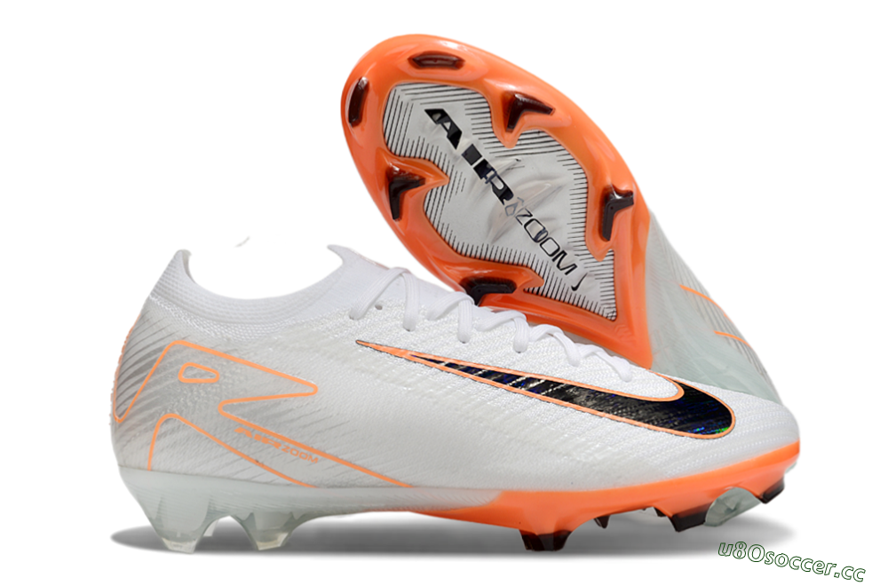 Men's Nike Air Zoom Mercurial Vapor 16 Elite FG Firm Ground Low-Tops Football Boots - White/Black/Orange 2