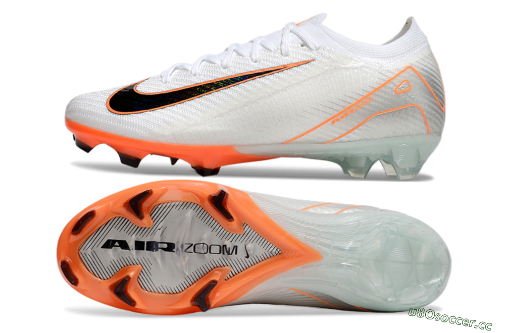 Men's Nike Air Zoom Mercurial Vapor 16 Elite FG Firm Ground Low-Tops Football Boots - White/Black/Orange 1