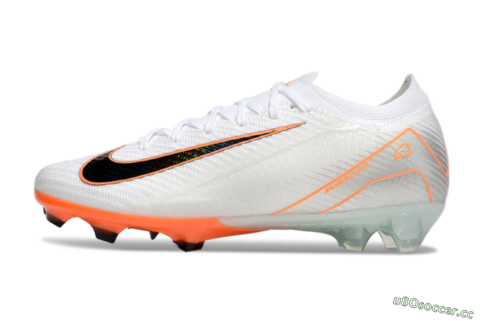 Men's Nike Air Zoom Mercurial Vapor 16 Elite FG Firm Ground Low-Tops Football Boots - White/Black/Orange 0
