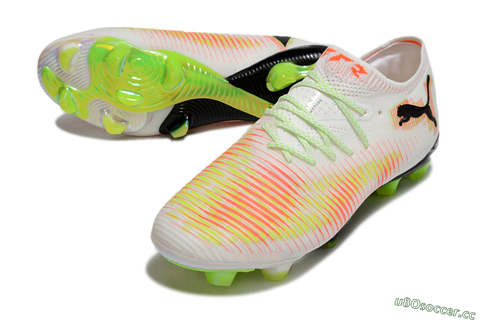 Men's Puma Future 8 Ultimate FG Firm Ground Low-Tops Football Boots - White/Red/Yellow 3