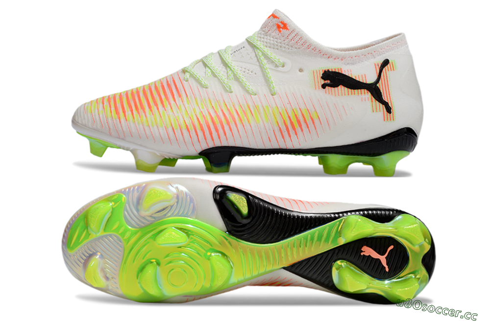 Men's Puma Future 8 Ultimate FG Firm Ground Low-Tops Football Boots - White/Red/Yellow 1