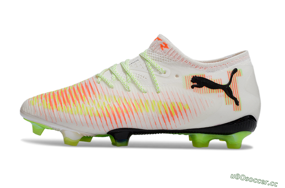 Men's Puma Future 8 Ultimate FG Firm Ground Low-Tops Football Boots - White/Red/Yellow 0