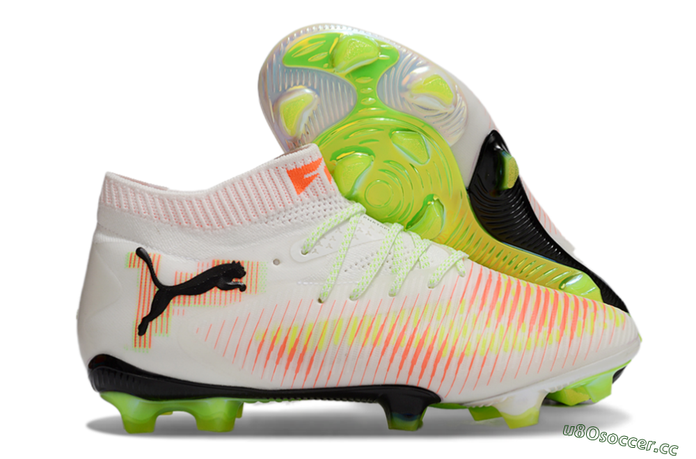 Men's Puma Future 8 Ultimate FG Firm Ground Low-Tops Football Boots - White/Red/Yellow 2