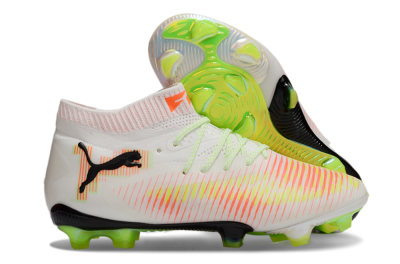 Men's Puma Future 8 Ultimate FG Firm Ground Low-Tops Football Boots - White/Red/Yellow
