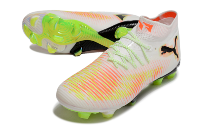 Men's Puma Future 8 Ultimate FG Firm Ground Low-Tops Football Boots - White/Red/Yellow