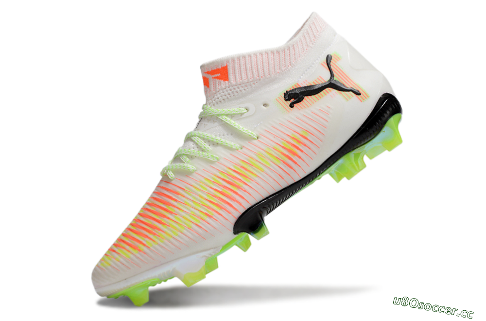 Men's Puma Future 8 Ultimate FG Firm Ground Low-Tops Football Boots - White/Red/Yellow 5