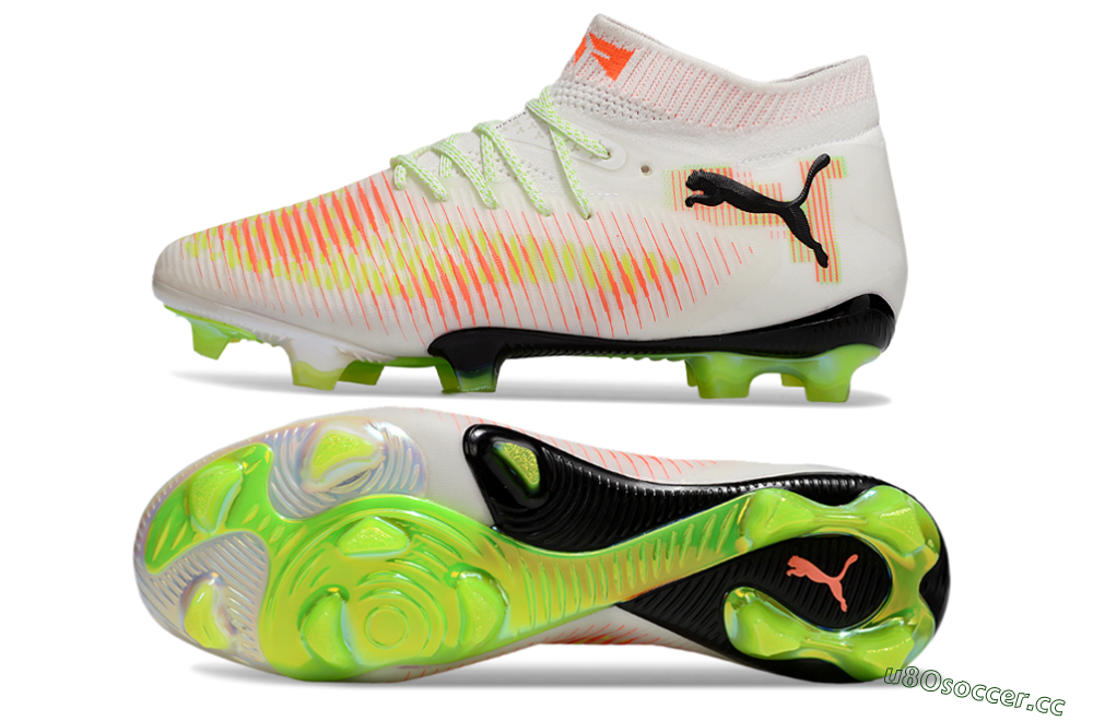 Men's Puma Future 8 Ultimate FG Firm Ground Low-Tops Football Boots - White/Red/Yellow 1