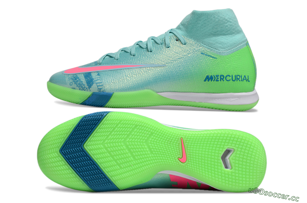 Men's Nike Air Zoom Mercurial Superfly 10 Elite IC Indoor & Futsal High-Tops Football Shoes - Jade/Pink/Yellow 1