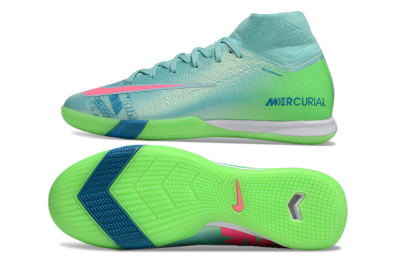 Men's Nike Air Zoom Mercurial Superfly 10 Elite IC Indoor & Futsal High-Tops Football Shoes - Jade/Pink/Yellow
