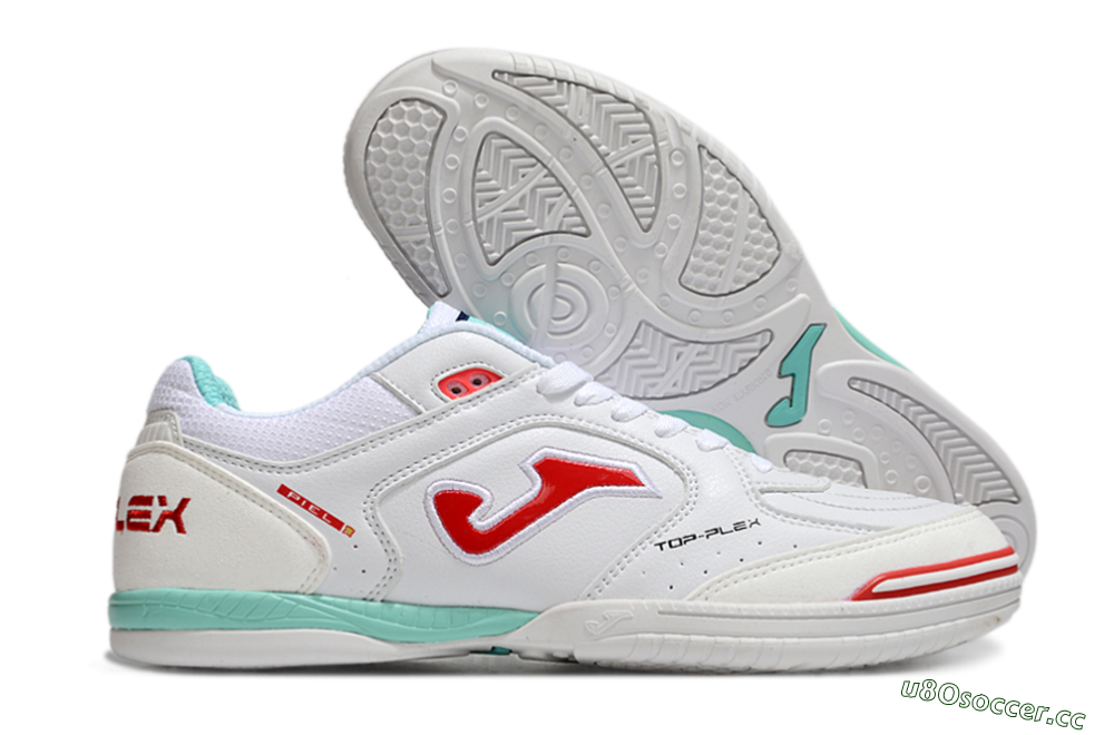 Men's Joma Top Flex IC Indoor & Futsal Low-Tops Football Shoes - White/Red/Jade 2