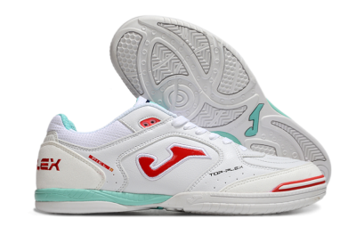 Men's Joma Top Flex IC Indoor & Futsal Low-Tops Football Shoes - White/Red/Jade