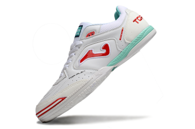 Men's Joma Top Flex IC Indoor & Futsal Low-Tops Football Shoes - White/Red/Jade