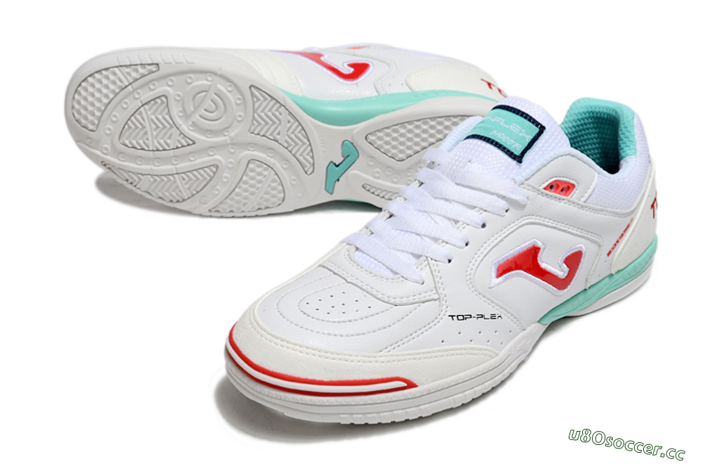 Men's Joma Top Flex IC Indoor & Futsal Low-Tops Football Shoes - White/Red/Jade 3
