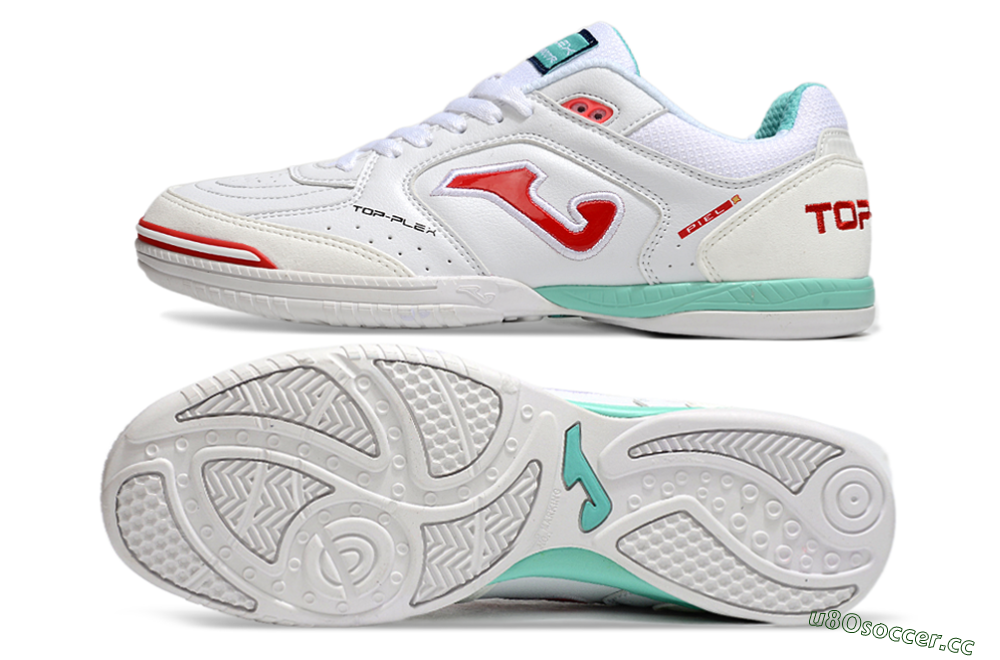 Men's Joma Top Flex IC Indoor & Futsal Low-Tops Football Shoes - White/Red/Jade 1