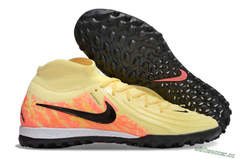 Men's Nike Phantom Luna Elite NU TF Artificial Turf High-Tops Football Shoes - Yellow/Black/Red 2