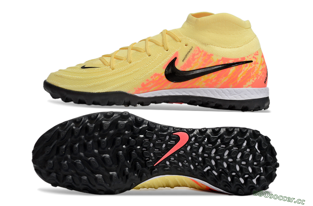 Men's Nike Phantom Luna Elite NU TF Artificial Turf High-Tops Football Shoes - Yellow/Black/Red 1