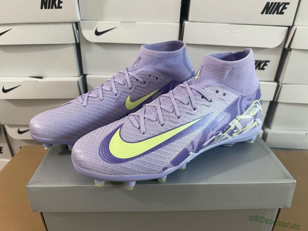 Men's Nike Air Zoom Mercurial Superfly 10 Elite AG Artificial Grass High-Tops Football Boots - Purple/Yellow/Blue