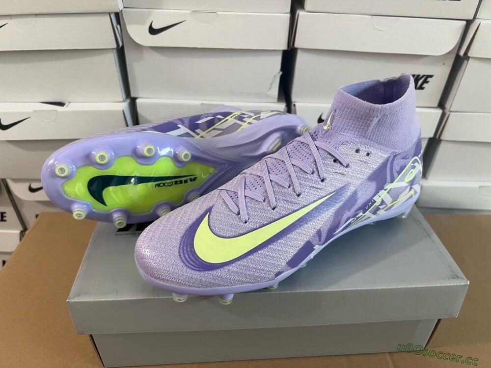 Men's Nike Air Zoom Mercurial Superfly 10 Elite AG Artificial Grass High-Tops Football Boots - Purple/Yellow/Blue