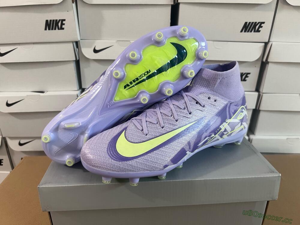 Men's Nike Air Zoom Mercurial Superfly 10 Elite AG Artificial Grass High-Tops Football Boots - Purple/Yellow/Blue