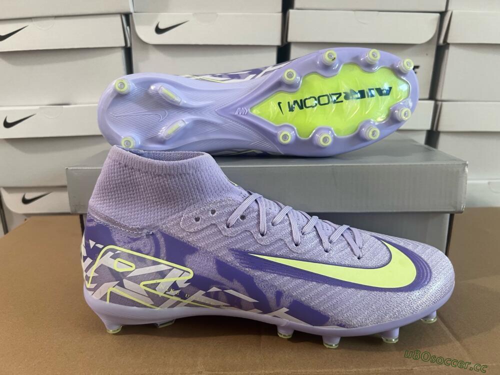 Men's Nike Air Zoom Mercurial Superfly 10 Elite AG Artificial Grass High-Tops Football Boots - Purple/Yellow/Blue