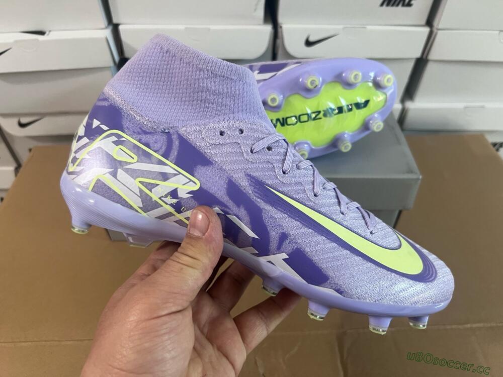 Men's Nike Air Zoom Mercurial Superfly 10 Elite AG Artificial Grass High-Tops Football Boots - Purple/Yellow/Blue