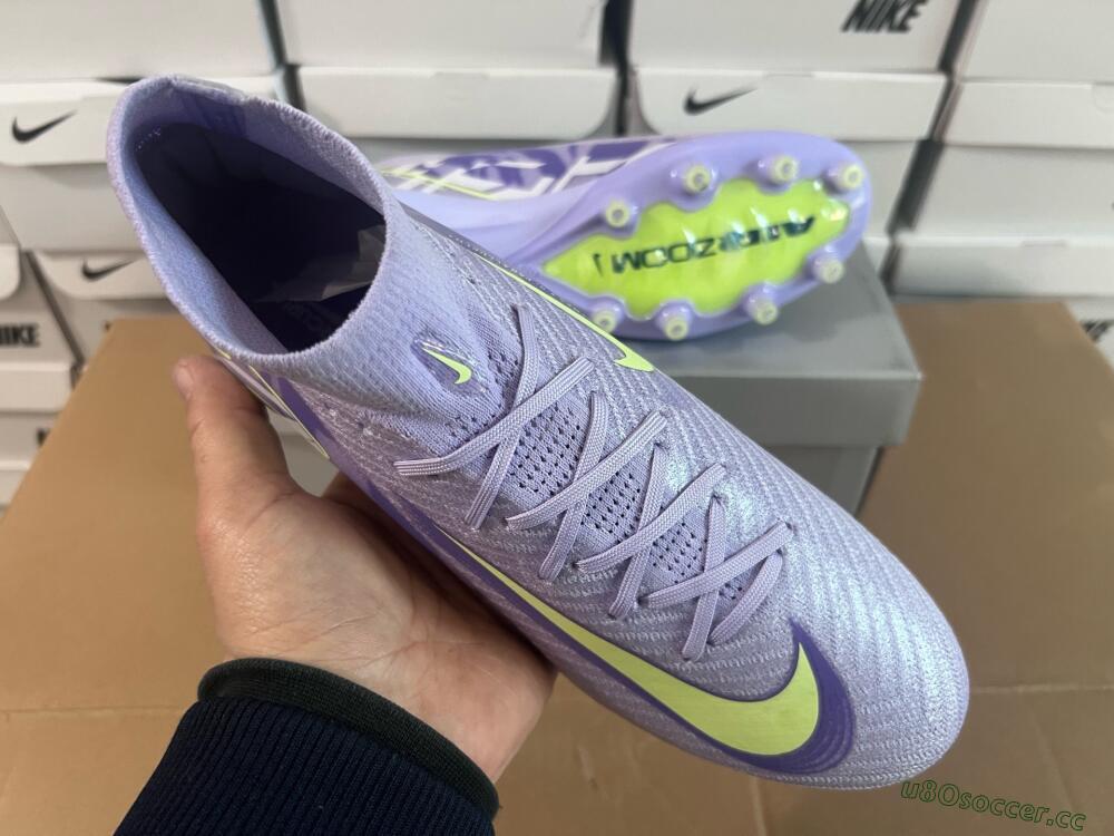 Men's Nike Air Zoom Mercurial Superfly 10 Elite AG Artificial Grass High-Tops Football Boots - Purple/Yellow/Blue