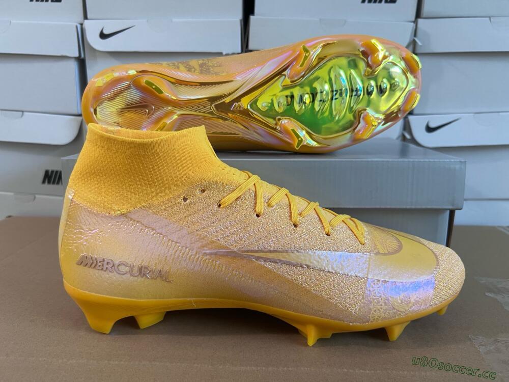 Unisex Nike Air Zoom Mercurial Superfly 10 Elite FG Firm Ground High-Tops Football Boots - Gold/Gold