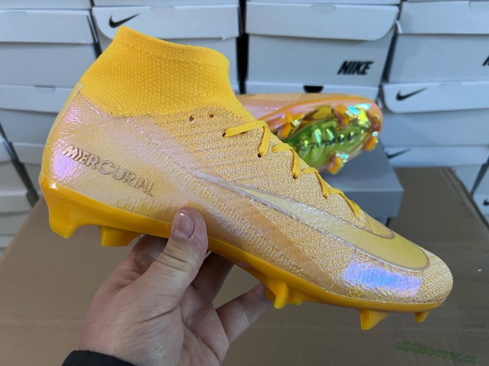 Unisex Nike Air Zoom Mercurial Superfly 10 Elite FG Firm Ground High-Tops Football Boots - Gold/Gold