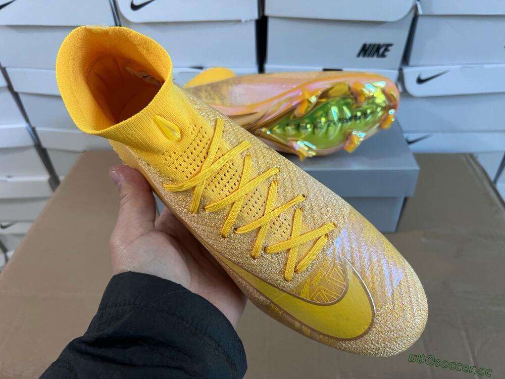 Unisex Nike Air Zoom Mercurial Superfly 10 Elite FG Firm Ground High-Tops Football Boots - Gold/Gold
