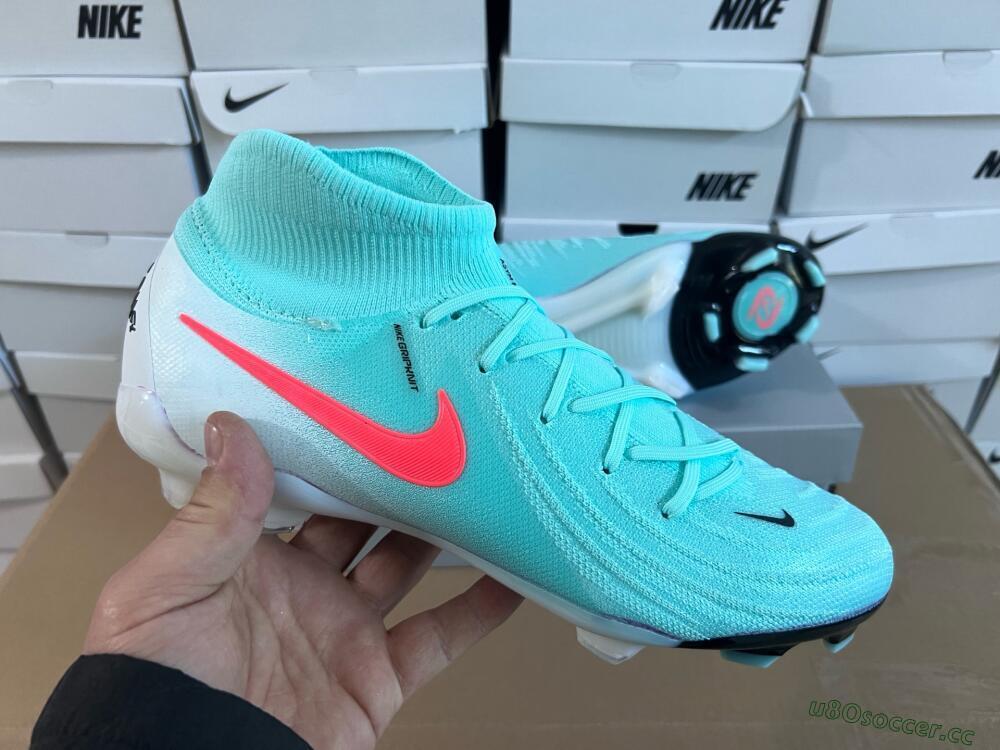 Men's Nike Phantom Luna Elite FG Firm Ground High-Tops Football Boots - Jade/Red/White