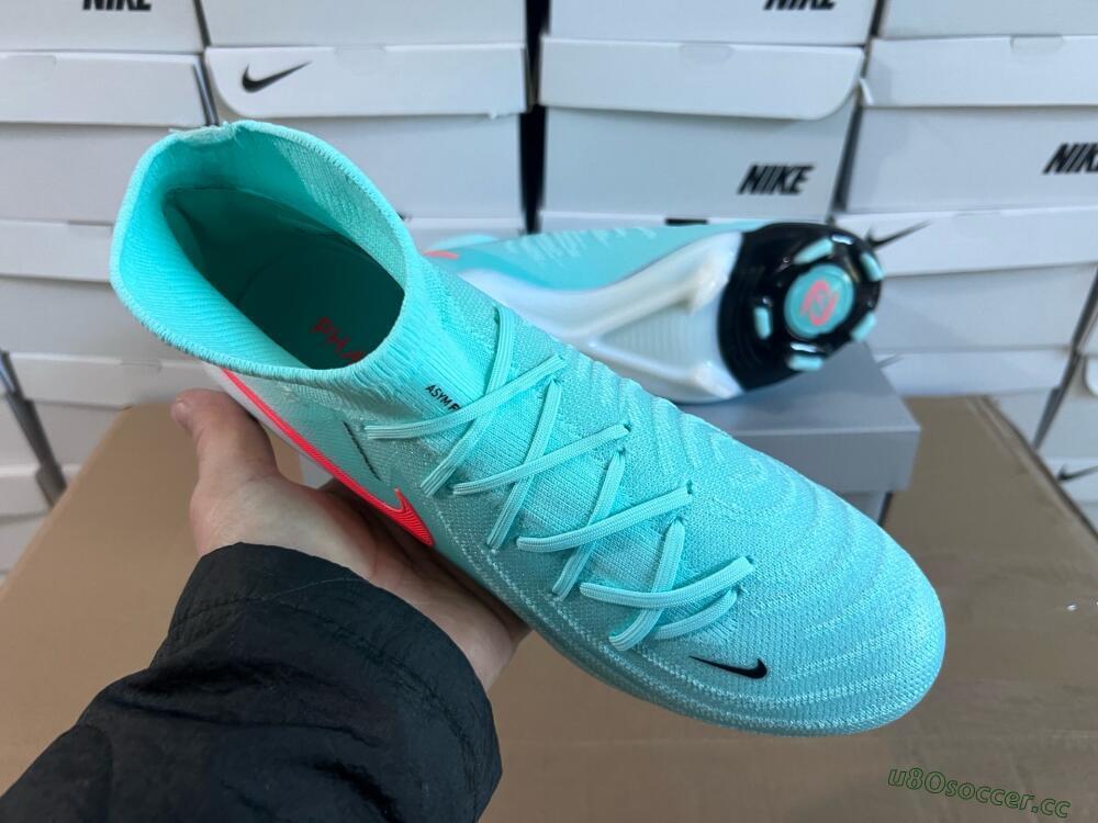 Men's Nike Phantom Luna Elite FG Firm Ground High-Tops Football Boots - Jade/Red/White