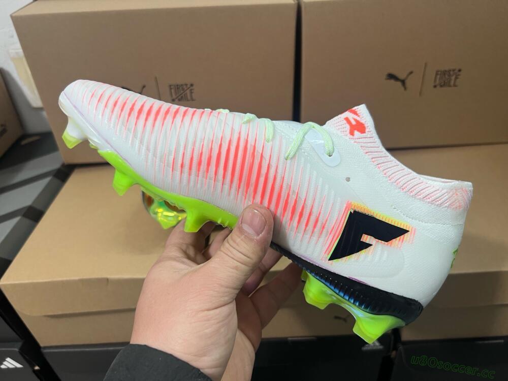 Men's Puma Future 8 Ultimate FG Firm Ground Low-Tops Football Boots - White/Red/Yellow
