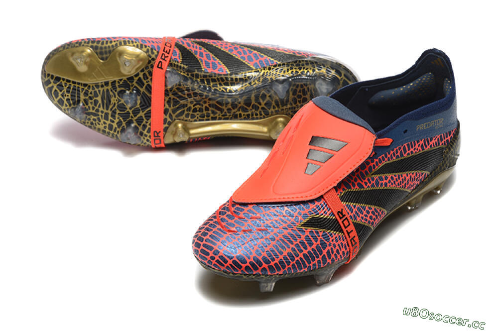 Men's Adidas Predator Elite 25 Foldover Tongue FG Firm Ground Low-Tops Football Boots - Red/Blue/Gold 3