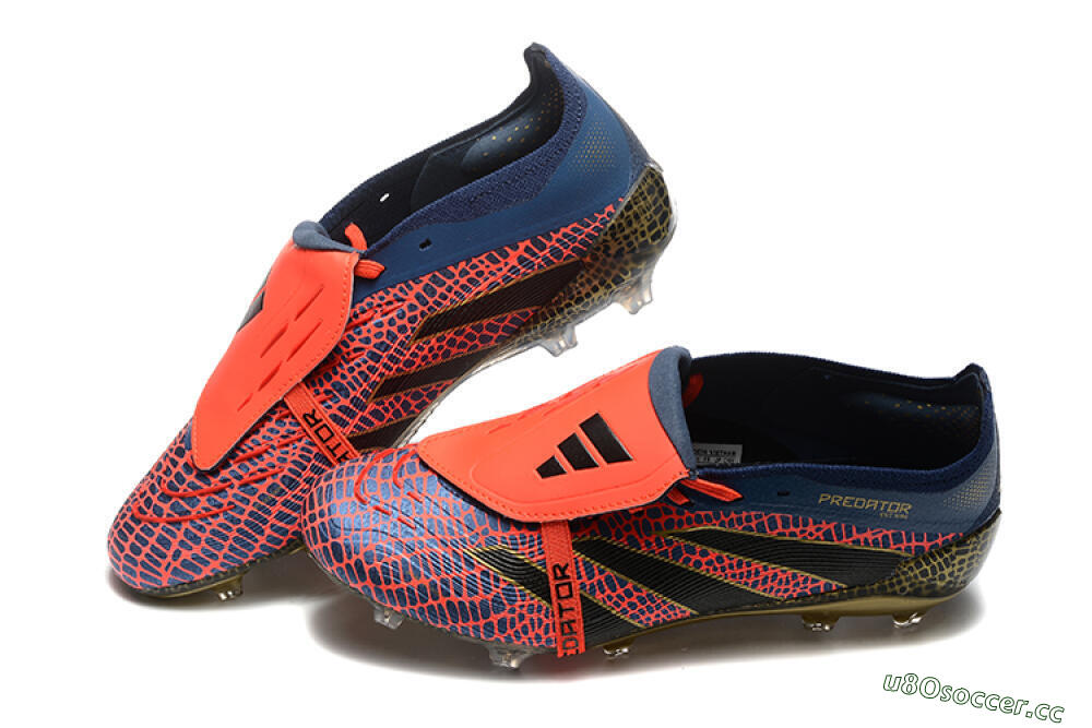 Men's Adidas Predator Elite 25 Foldover Tongue FG Firm Ground Low-Tops Football Boots - Red/Blue/Gold 6