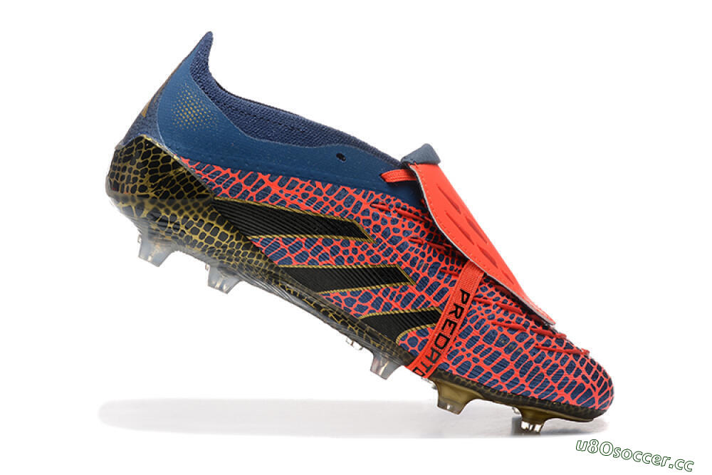 Men's Adidas Predator Elite 25 Foldover Tongue FG Firm Ground Low-Tops Football Boots - Red/Blue/Gold 7