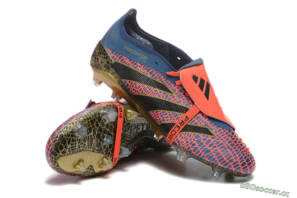 Men's Adidas Predator Elite 25 Foldover Tongue FG Firm Ground Low-Tops Football Boots - Red/Blue/Gold 4
